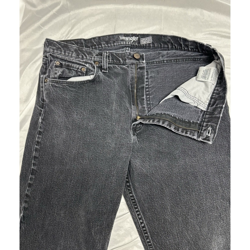 Wrangler Reserve Advanced Comfort Jeans Black Dark Wash Straight Western 36x30 - Picture 2 of 16